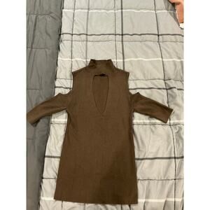 Express Shoulder and chest cutout mock neck sweater with 3/4 sleeves size small